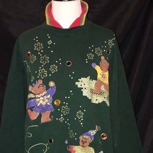 Skiing Bears Ugly Winter Sweatshirt Top XL